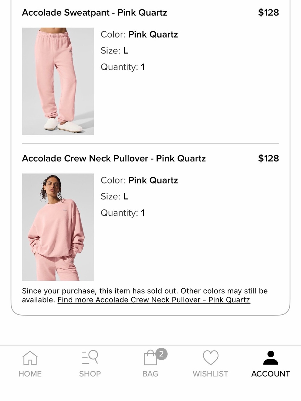ALO Yoga Accolade Sweatpant in Pink Quartz